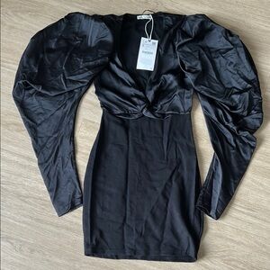 Zara Elegant Black Long Sleeve Dress